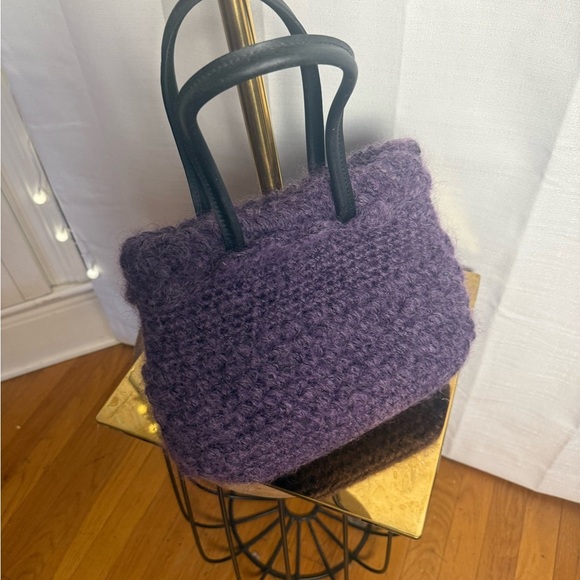 Adriana Caras Purple Tote with Plush Knit Texture 100% Rayon - Picture 2 of 10